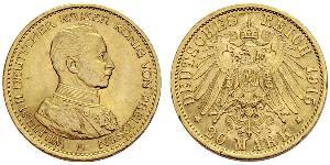 20 Mark Royaume de Prusse (1701-1918) Or Wilhelm II, German Emperor (1859-1941)