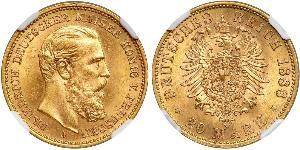 20 Mark Royaume de Prusse (1701-1918) Or Frédéric III (Empire allemand) (1831-1888)