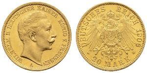 20 Mark Royaume de Prusse (1701-1918) Or Wilhelm II, German Emperor (1859-1941)