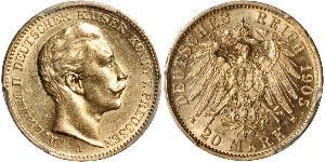 20 Mark Royaume de Prusse (1701-1918) Or Wilhelm II, German Emperor (1859-1941)