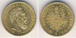 20 Mark Royaume de Prusse (1701-1918) Or Frédéric III (Empire allemand) (1831-1888)