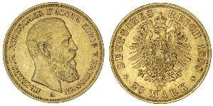 20 Mark Royaume de Prusse (1701-1918) Or Frédéric III (Empire allemand) (1831-1888)
