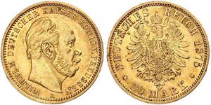 20 Mark Royaume de Prusse (1701-1918) Or Wilhelm I, German Emperor (1797-1888)