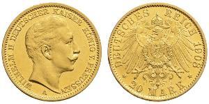 20 Mark Royaume de Prusse (1701-1918) Or Wilhelm II, German Emperor (1859-1941)