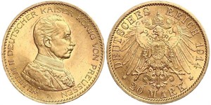20 Mark Royaume de Prusse (1701-1918) Or Wilhelm II, German Emperor (1859-1941)