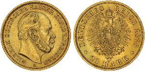 20 Mark Royaume de Prusse (1701-1918) Or Wilhelm I, German Emperor (1797-1888)