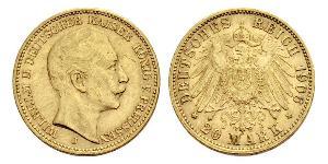 20 Mark Royaume de Prusse (1701-1918) Or Wilhelm II, German Emperor (1859-1941)
