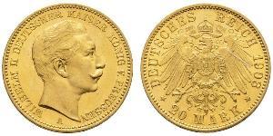 20 Mark Royaume de Prusse (1701-1918) Or Wilhelm II, German Emperor (1859-1941)