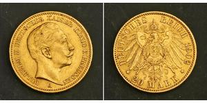 20 Mark Royaume de Prusse (1701-1918) Or Wilhelm II, German Emperor (1859-1941)