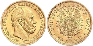 20 Mark Royaume de Prusse (1701-1918) Or Wilhelm I, German Emperor (1797-1888)