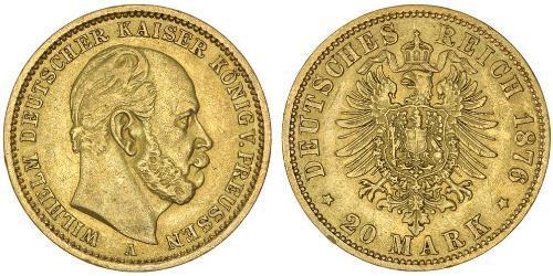 20 Mark Royaume de Prusse (1701-1918) Or Wilhelm I, German Emperor (1797-1888)