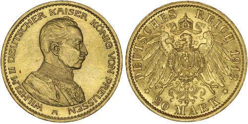20 Mark Royaume de Prusse (1701-1918) Or Wilhelm II, German Emperor (1859-1941)