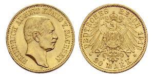 20 Mark Royaume de Saxe (1806 - 1918) Or Frédéric-Auguste III de Saxe (1865-1932)