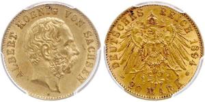 20 Mark Royaume de Saxe (1806 - 1918) Or 