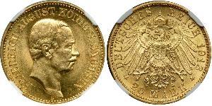20 Mark Royaume de Saxe (1806 - 1918) Or Frédéric-Auguste III de Saxe (1865-1932)
