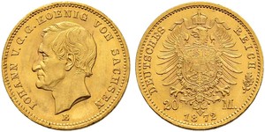20 Mark Royaume de Saxe (1806 - 1918) Or 