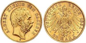 20 Mark Royaume de Saxe (1806 - 1918) Or 