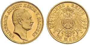 20 Mark Royaume de Saxe (1806 - 1918) Or Frédéric-Auguste III de Saxe (1865-1932)