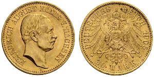 20 Mark Royaume de Saxe (1806 - 1918) Or Frédéric-Auguste III de Saxe (1865-1932)