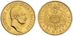 20 Mark Royaume de Saxe (1806 - 1918) Or Frédéric-Auguste III de Saxe (1865-1932)