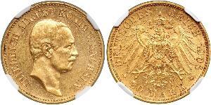 20 Mark Royaume de Saxe (1806 - 1918) Or Frédéric-Auguste III de Saxe (1865-1932)