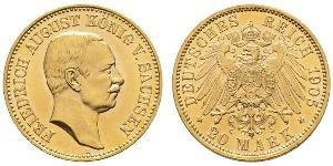 20 Mark Royaume de Saxe (1806 - 1918) Or Frédéric-Auguste III de Saxe (1865-1932)