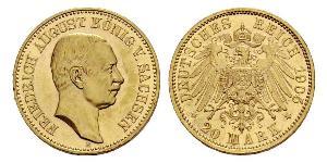 20 Mark Royaume de Saxe (1806 - 1918) Or Frédéric-Auguste III de Saxe (1865-1932)