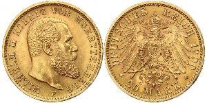 20 Mark Royaume de Wurtemberg (1806-1918) Or Wilhelm II, German Emperor (1859-1941)