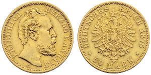 20 Mark Anhalt-Dessau (1603 -1863) Oro Federico I di Anhalt (1831-1904)
