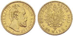 20 Mark Anhalt-Dessau (1603 -1863) Oro Federico I di Anhalt (1831-1904)