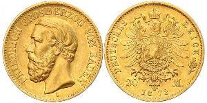 20 Mark Gran Ducado de Baden (1806-1918) Oro Federico I de Baden (1826 - 1907)