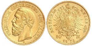 20 Mark Gran Ducado de Baden (1806-1918) Oro Federico I de Baden (1826 - 1907)