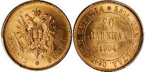 20 Mark Gran Ducado de Finlandia (1809 - 1917) / Imperio ruso (1720-1917) Oro Alejandro III (1845 -1894)