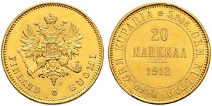 20 Mark Gran Ducado de Finlandia (1809 - 1917) / Imperio ruso (1720-1917) Oro Alejandro III (1845 -1894)