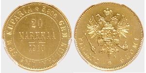20 Mark Gran Ducado de Finlandia (1809 - 1917) / Imperio ruso (1720-1917) Oro Alejandro III (1845 -1894)