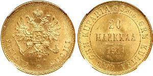 20 Mark Gran Ducado de Finlandia (1809 - 1917) / Imperio ruso (1720-1917) Oro Alejandro III (1845 -1894)