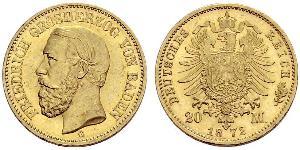 20 Mark Grand Duchy of Baden (1806-1918) Oro Federico I di Baden (1826 - 1907)