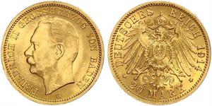 20 Mark Grand Duchy of Baden (1806-1918) Oro Federico II di Baden (1857 - 1928)