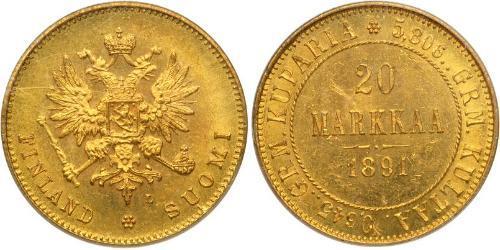 20 Mark Granducato di Finlandia (1809 - 1917) / Impero russo (1720-1917) Oro Alessandro III (1845 -1894)
