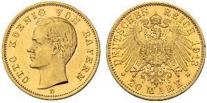 20 Mark Regno di Baviera (1806 - 1918) Oro Ottone di Baviera(1848 – 1916)