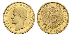 20 Mark Regno di Baviera (1806 - 1918) Oro Ottone di Baviera(1848 – 1916)