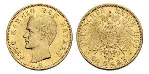 20 Mark Regno di Baviera (1806 - 1918) Oro Ottone di Baviera(1848 – 1916)