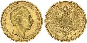 20 Mark Regno di Prussia (1701-1918) Oro Wilhelm II, German Emperor (1859-1941)