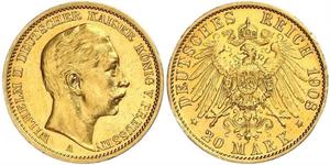 20 Mark Regno di Prussia (1701-1918) Oro Wilhelm II, German Emperor (1859-1941)