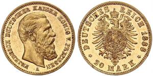 20 Mark Regno di Prussia (1701-1918) Oro Federico III di Germania (1831-1888)