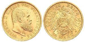 20 Mark Regno di Württemberg (1806-1918) Oro Wilhelm II, German Emperor (1859-1941)