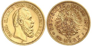 20 Mark Regno di Württemberg (1806-1918) Oro Carlo di Württemberg