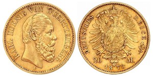 20 Mark Regno di Württemberg (1806-1918) Oro 