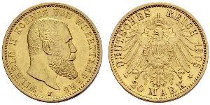 20 Mark Regno di Württemberg (1806-1918) Oro Wilhelm II, German Emperor (1859-1941)