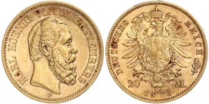 20 Mark Regno di Württemberg (1806-1918) Oro 